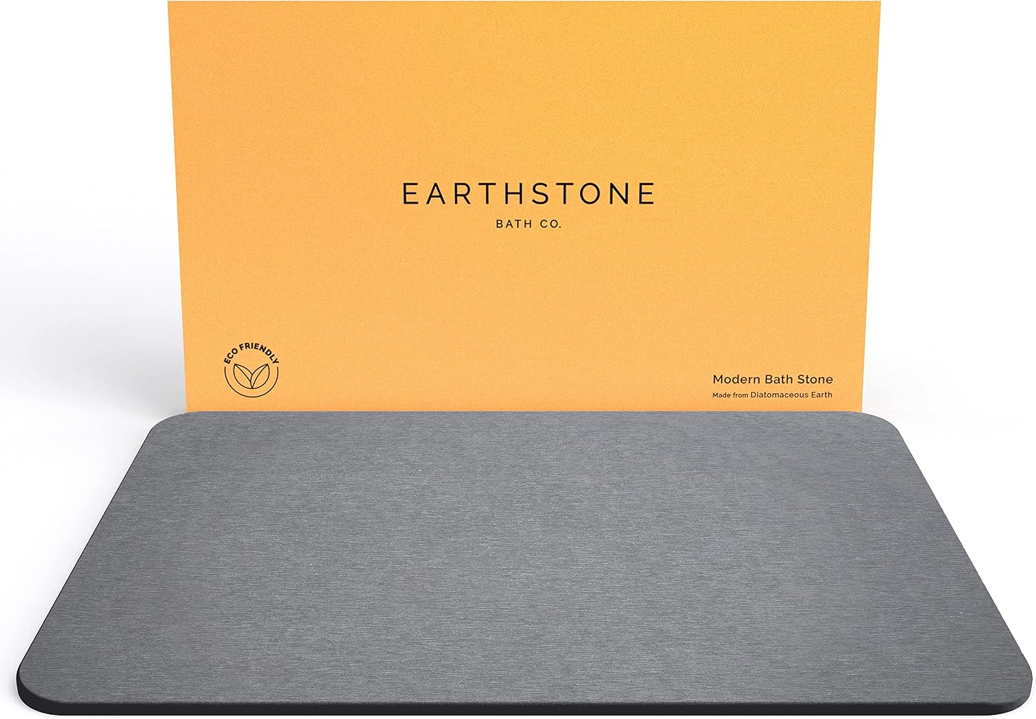 EARTHSTONE - Stone Bath Mat, Diatomaceous Earth Bath Mat, Ultra-Absorbent Non-Slip Quick Drying Bathroom Floor Mat, Natural & Elegant, Easy to Clean (23.6 x 15.4)