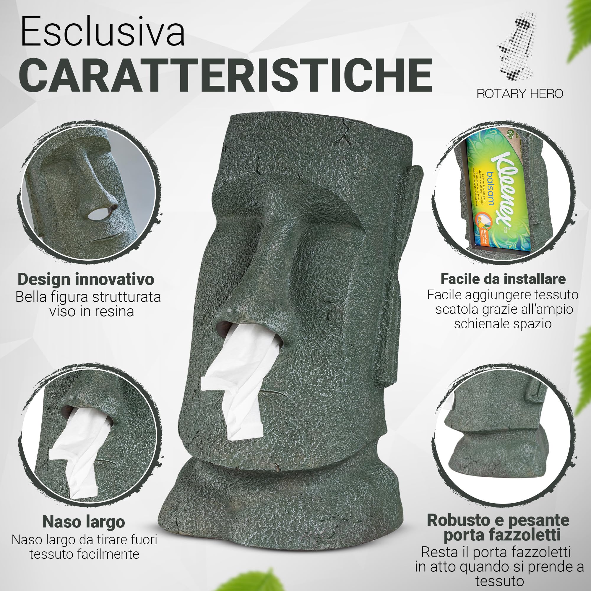 Porta Fazzoletti Quadrato, Porta Fazzoletti in Pelle, Dispenser di Porta Fazzoletti con Vassoio di Stoccaggio, con Fissaggio magnetico, Grigio | Leroy Merlin