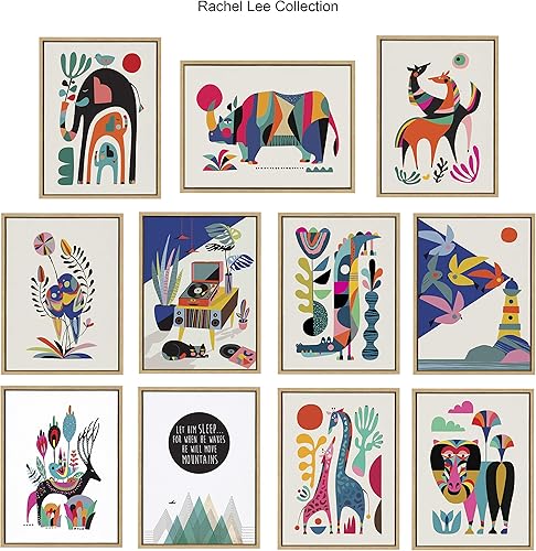 Miniatura 7 de Kate and Laurel Sylvie - Lienzo enmarcado de cocodrilo de mediados de siglo por Rachel Lee de la pared de mis sueños, 18 x 24 pulgadas, natural,