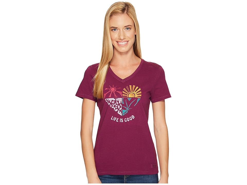 

Life is Good Seasons Crusher Vee (Deep Plum) Women's T Shirt