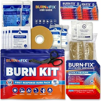 BurnFix Burn Kit Comprehensive 25pcs First Aid Kit + Hydrogel Burn Spray - 120ml Bundle