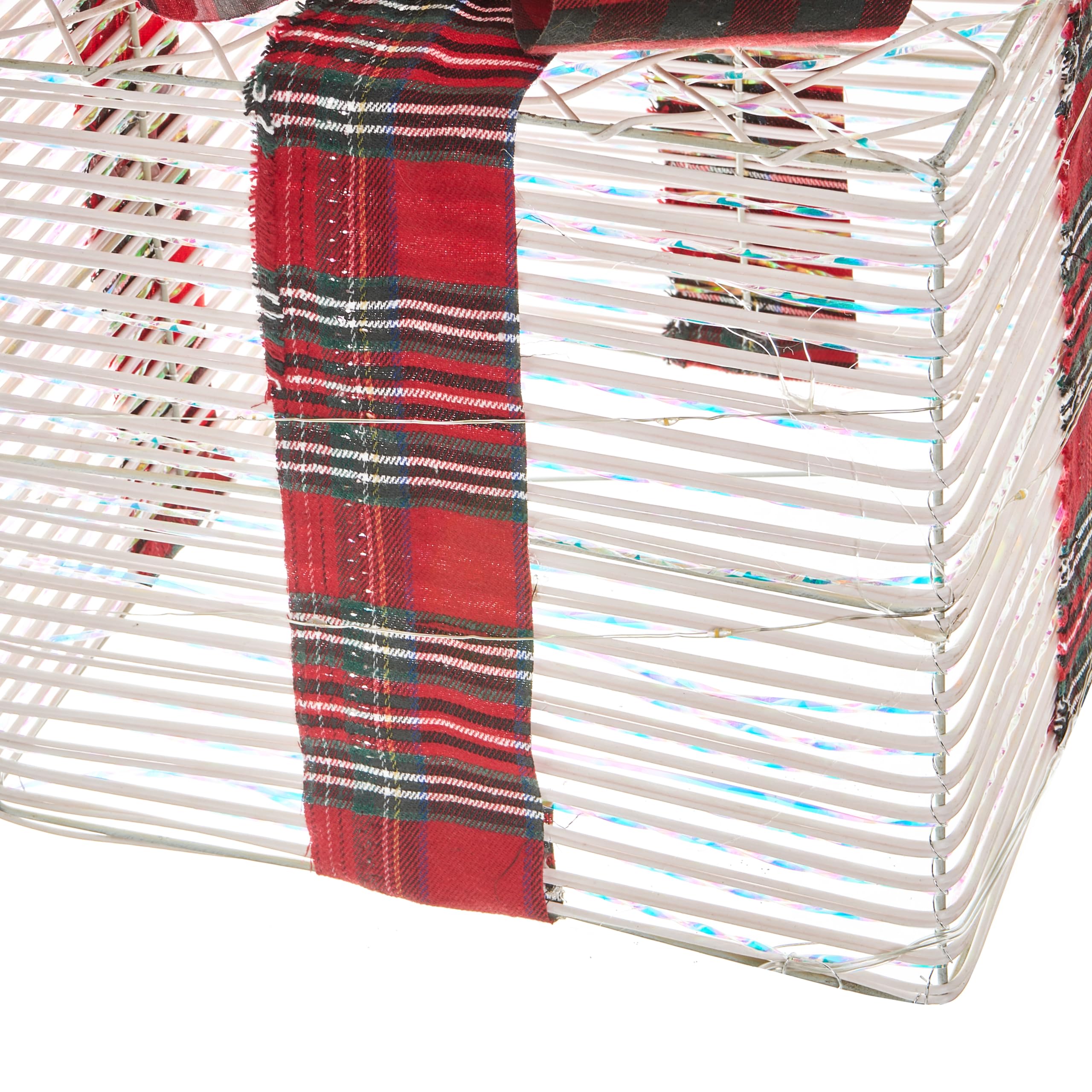Beliani Lot de 3 Boîtes-Cadeaux Décoratives de Noël avec Lumières LED Blanc avec Nœuds pour Usage Intérieur Blanc Cassé Mangen