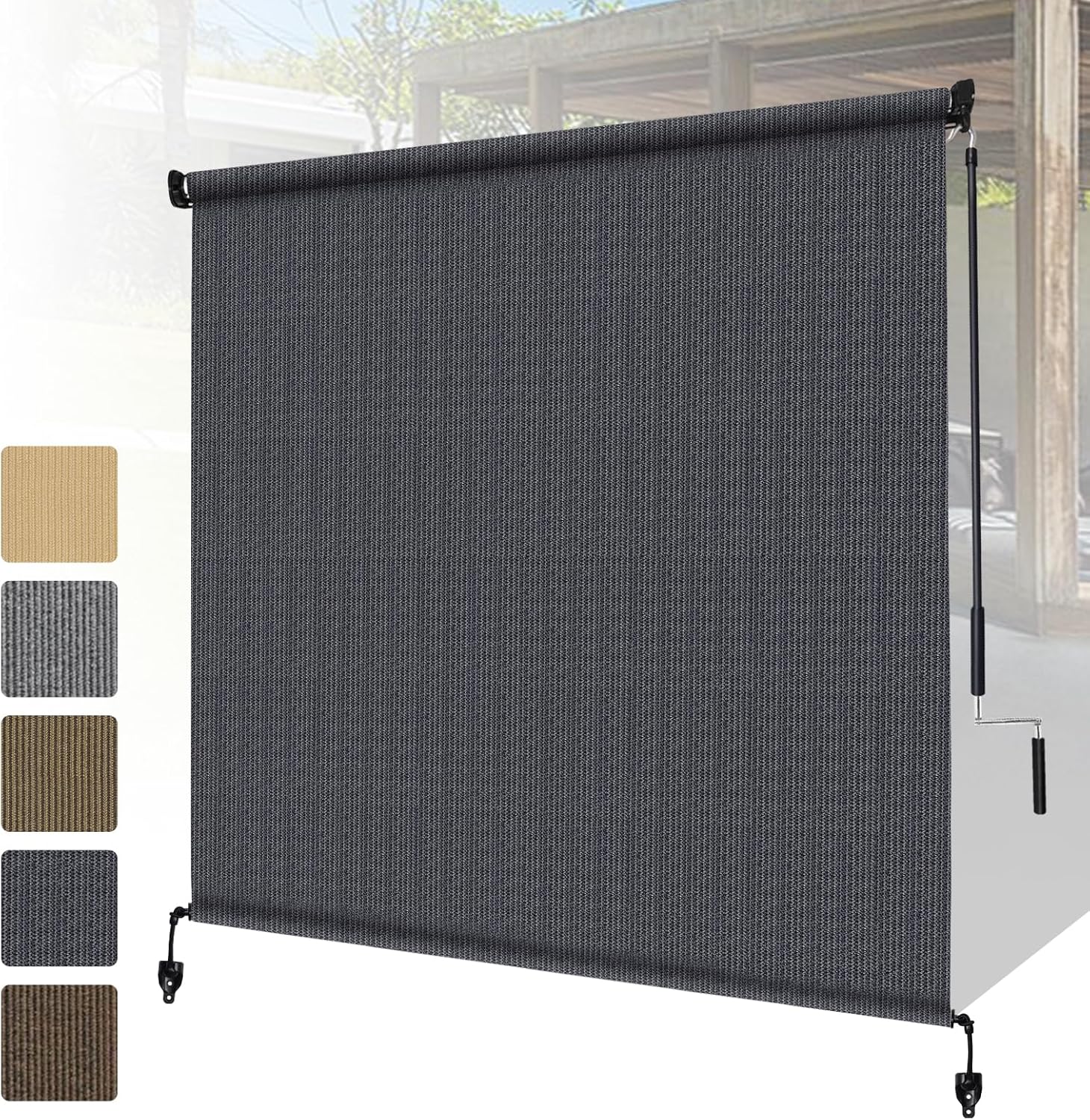 Shade&Beyond Outdoor Roller Shades 5' W x 8' H Cordless