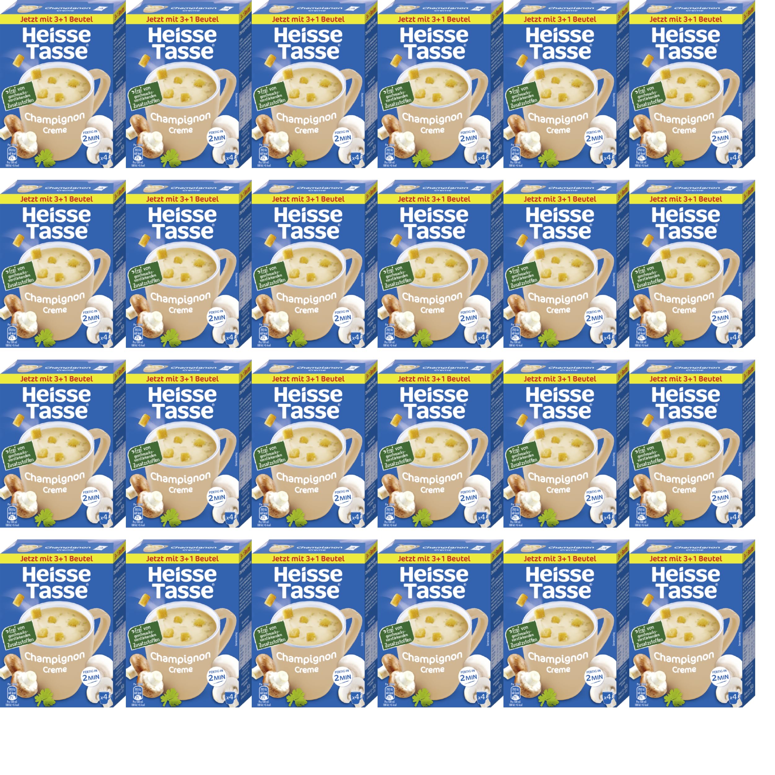 Heiße Tasse Champignon Creme Vorteilspack Suppe, 24er Set | 96 Suppenportionen, cremiger Champignongeschmack, schnelle Zubereitung, ideal für Zuhause, Büro oder Vorrat