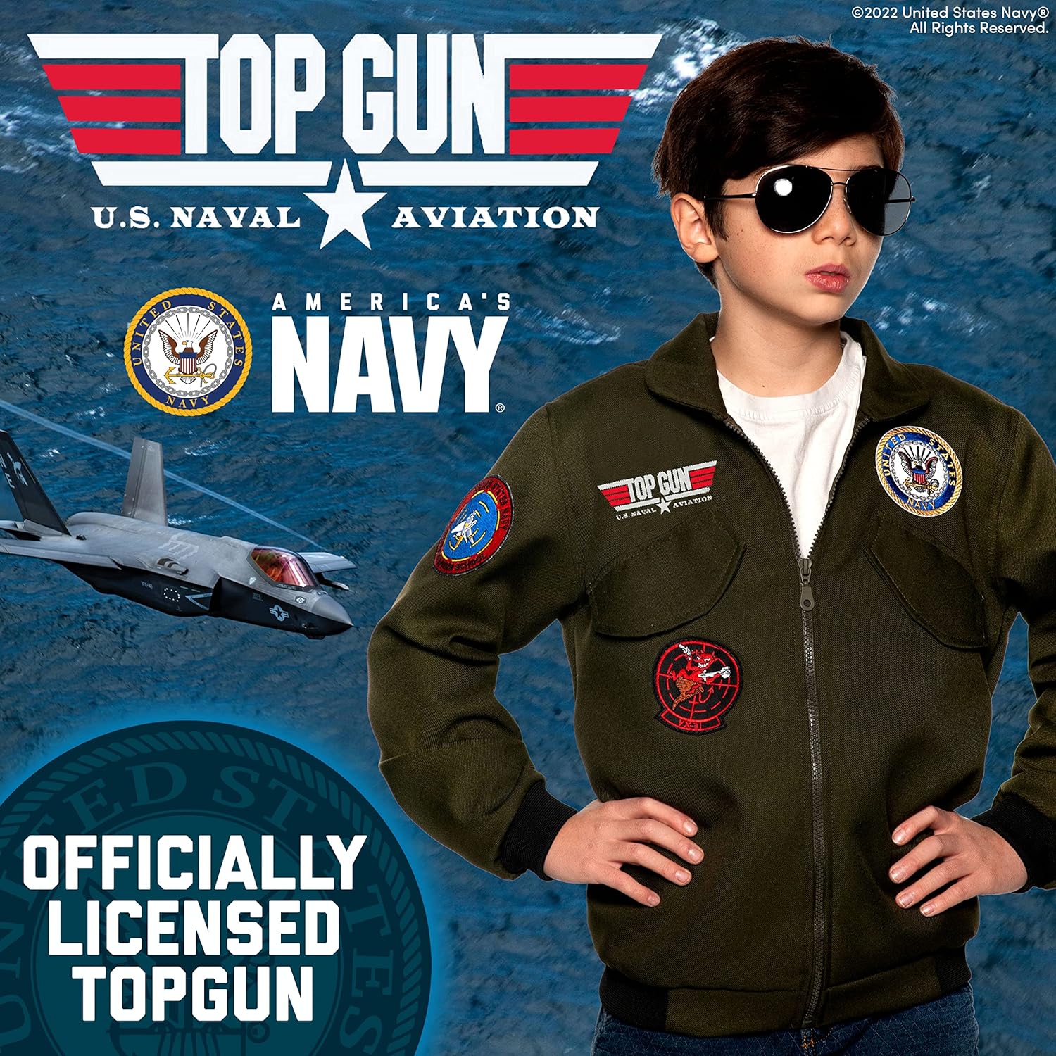 UNDERWRAPS TOPGUN Fighter Pilot Costume - Officially Licensed US NAVY® TOPGUN - Image 2