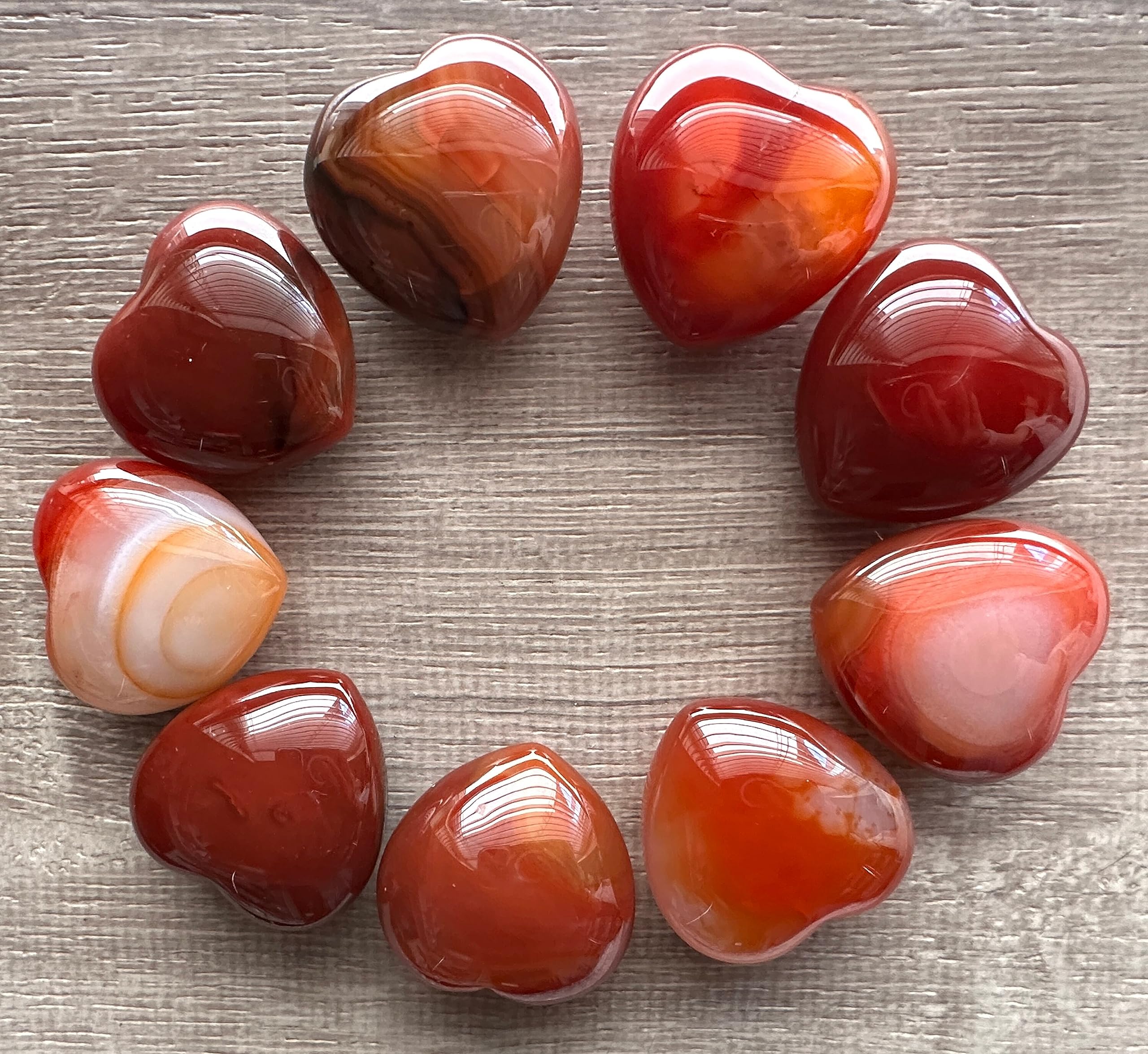 GAF TREASURESGAF TREASURES Carnelian Hearts, Polished Carnelian Puffy Hearts, Carnelian Crystal Palm Stone, Healing Crystal Hearts (1 Heartï¼‰