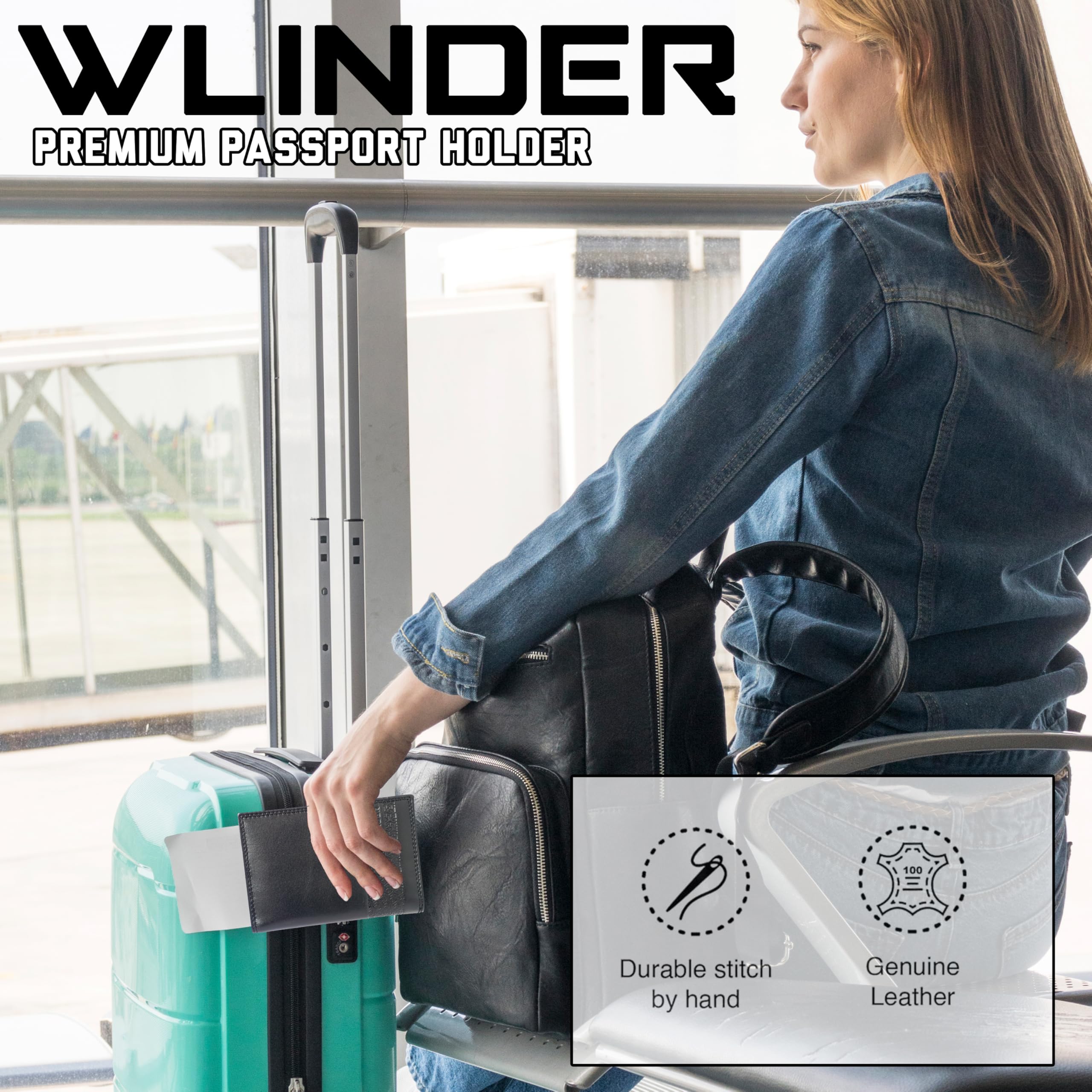 Funda de piel auténtica para pasaporte, elegante y duradera, soporte para pasaporte para hombres con múltiples ranuras para tarjetas y protección RFID (negro), Negro obsidiana, Elegante