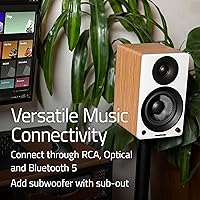 Vista 5 de Fluance Ai41 Altavoces de estantería estéreo 2.0 de 2 vías con alimentación, con soportes para altavoces, controladores de 5", amplificador de 90W