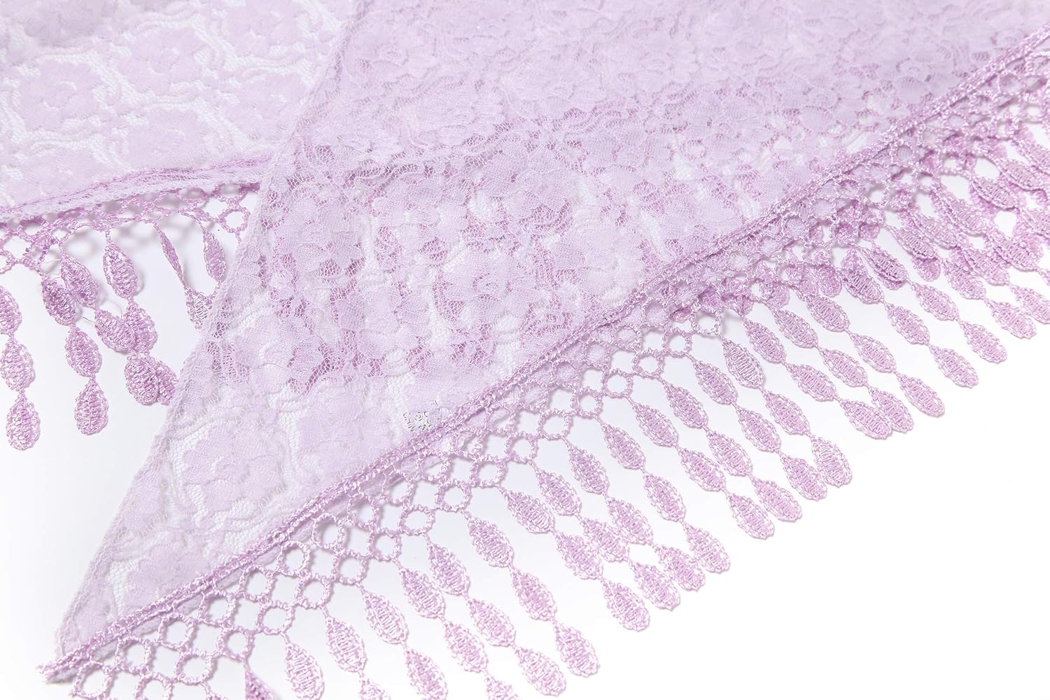 Cindy & Wendy Lightweight Triangle Floral Fashion Lace Fringe Scarf Wrap for Women - Image 6