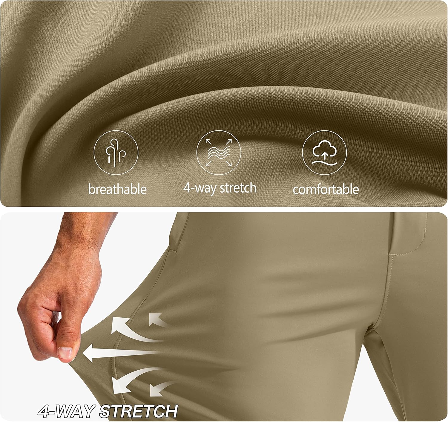 Pudolla Men's Golf Pants Stretch Sweatpants with Zipper Pockets Slim Fit Work Casual Joggers Pants for Men - Image 5