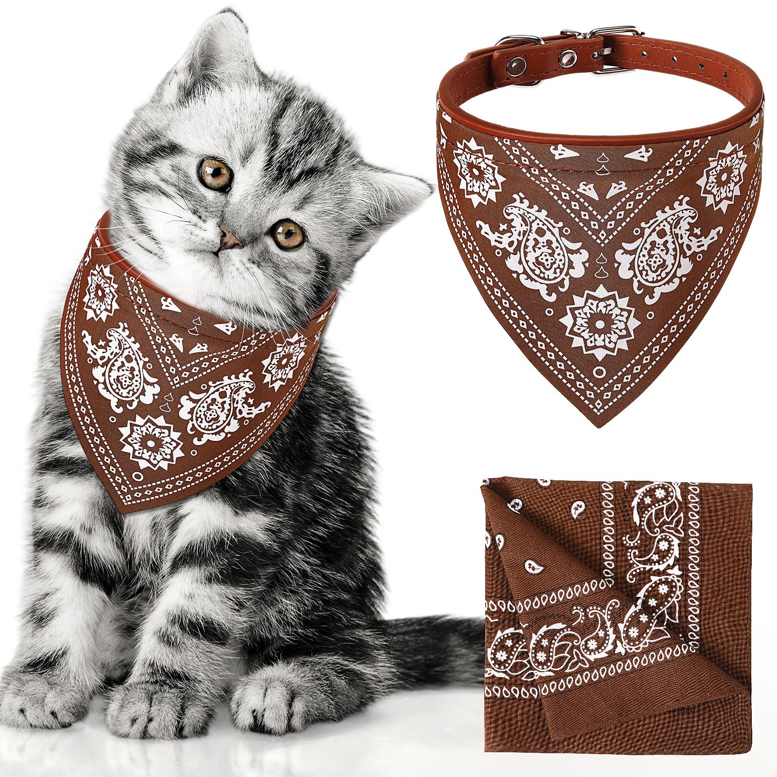 Chicingyou Dog Cat Bandana Owner Matching Paisley Triangle Scarf,Brown