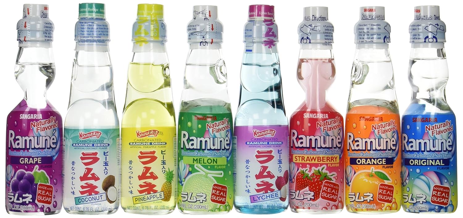 Ramune Japanese Marble Soft Drink Mix Variety 8 Flavors 8