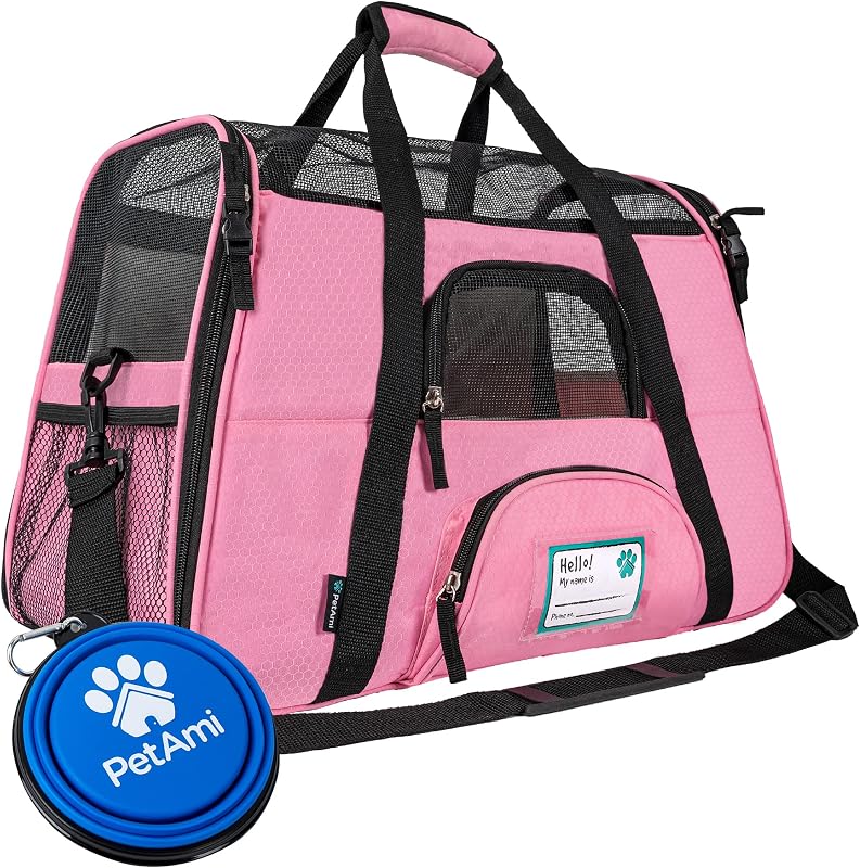 Caixa de Transporte Flexível PetAmi para Gatos e Cães Pequenos, Grande, Rosa