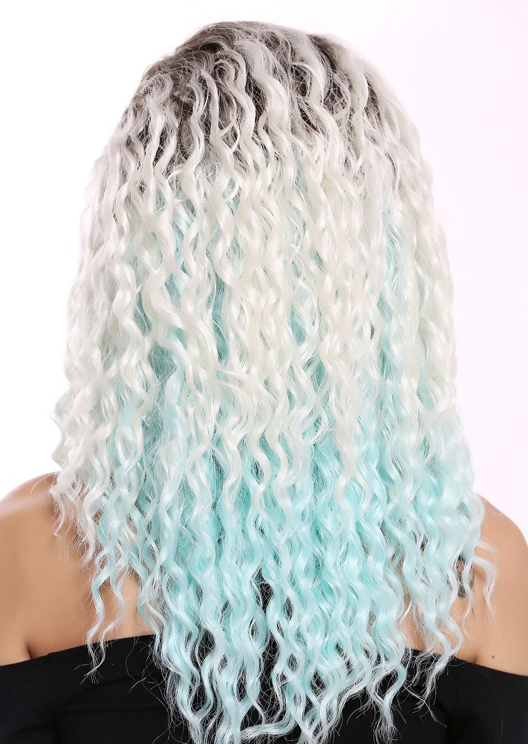 WIG ME UP - 803AD-8+60+L-BLUE Quality women's wig lady side parting afro curls curly ombre brown blonde blue mix - Image 4