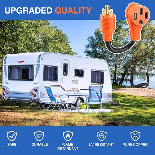 Miniatura 230 de Nilight - 50033R Adaptador de enchufe RV de 18 pulgadas, 50 amperios a 30 amperios, adaptador eléctrico de Dogbone de alta resistencia con mango 115G