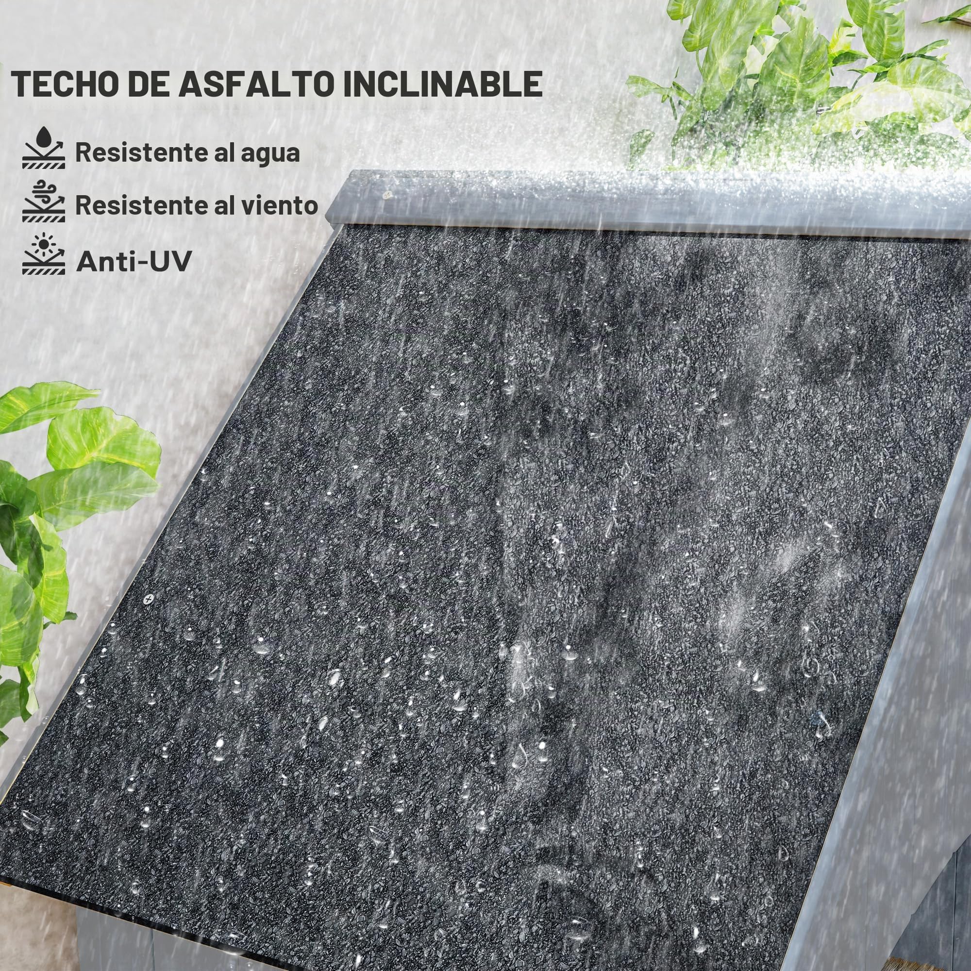 Outsunny - Cobertizo de jardín de Madera, cabaña de jardín al Aire Libre, Armario de jardín con Techo asfaltado, 3 estanterías, Puerta con pestillo para Almacenamiento Exterior para terraza, 77,5 x