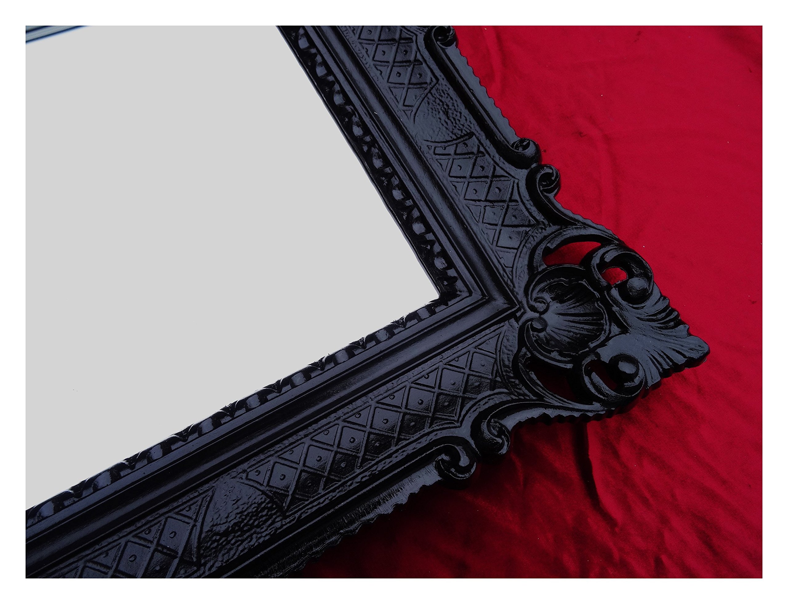 Specchio da parete barocco, cornice nera, stile retrò, barocco, shabby chic, con ornamenti di lusso