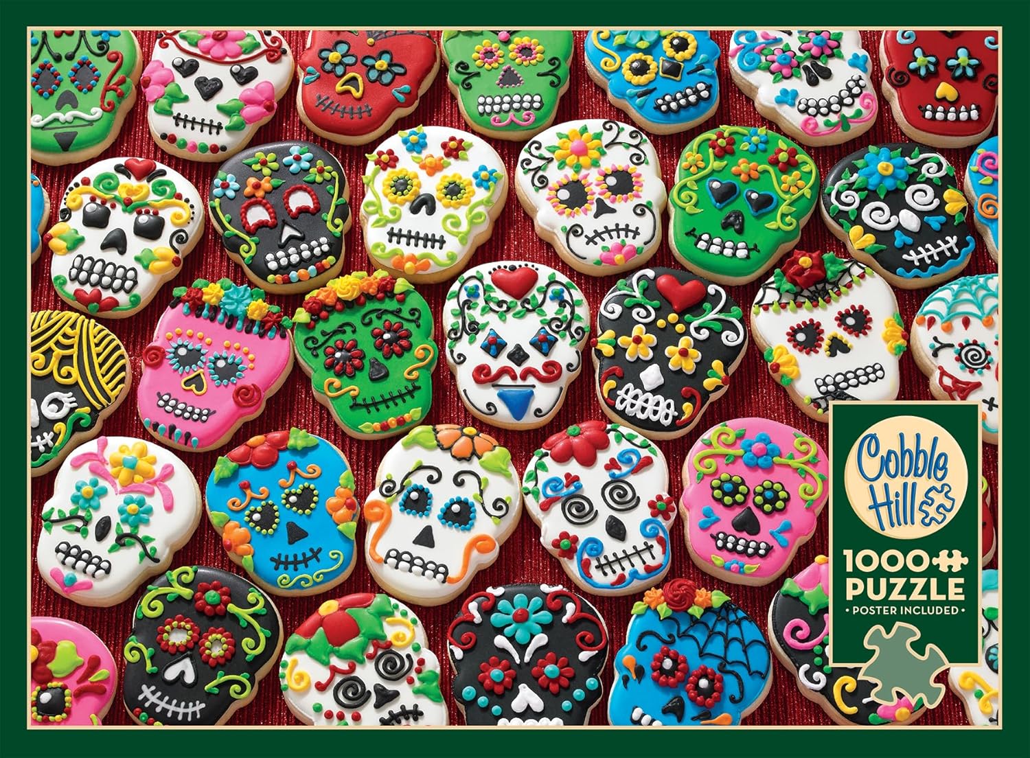 Cobble Hill 1000 Piece Puzzle - Sugar Skull Cookies - Sample Poster Included