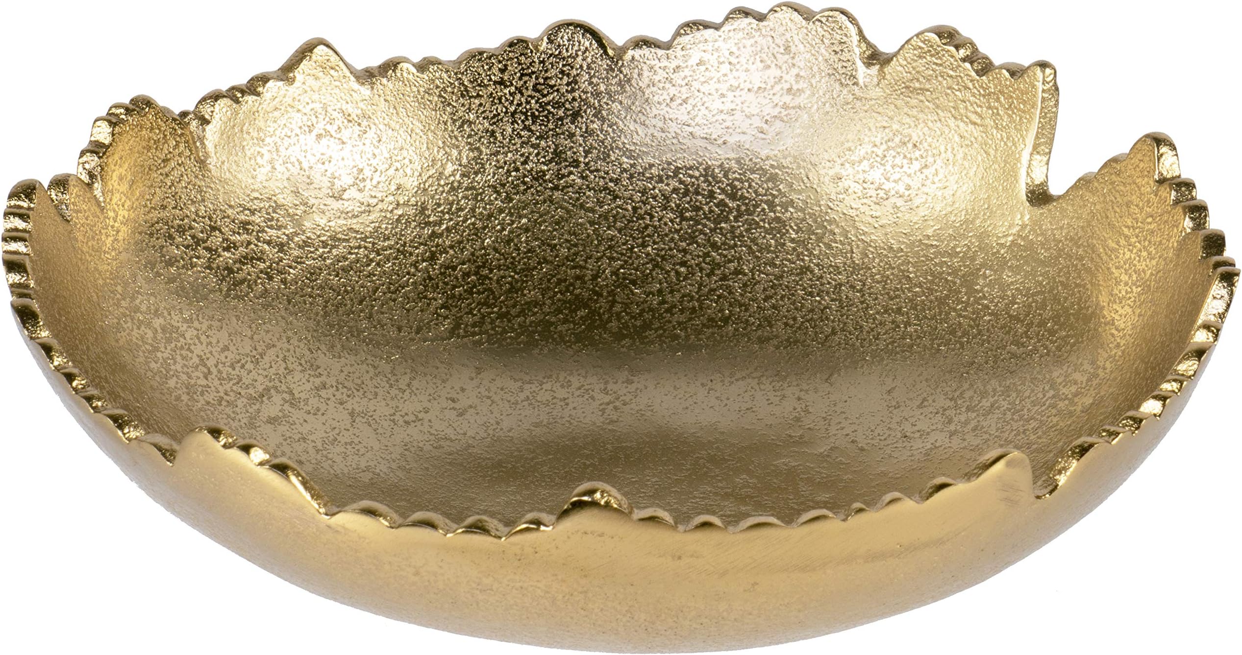 Red Co. 8.75” Gold Moon Decorative, Asymmetrical Torn, Hammered Metal Centerpiece Bowl with Sculpted Edges