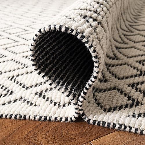 Miniatura 5 de SAFAVIEH Vermont Collection - Alfombra de pasillo, 2 pies 3 pulgadas x 10 pies, marfil y negro, lana hecha a mano, ideal para zonas de alto tráfico