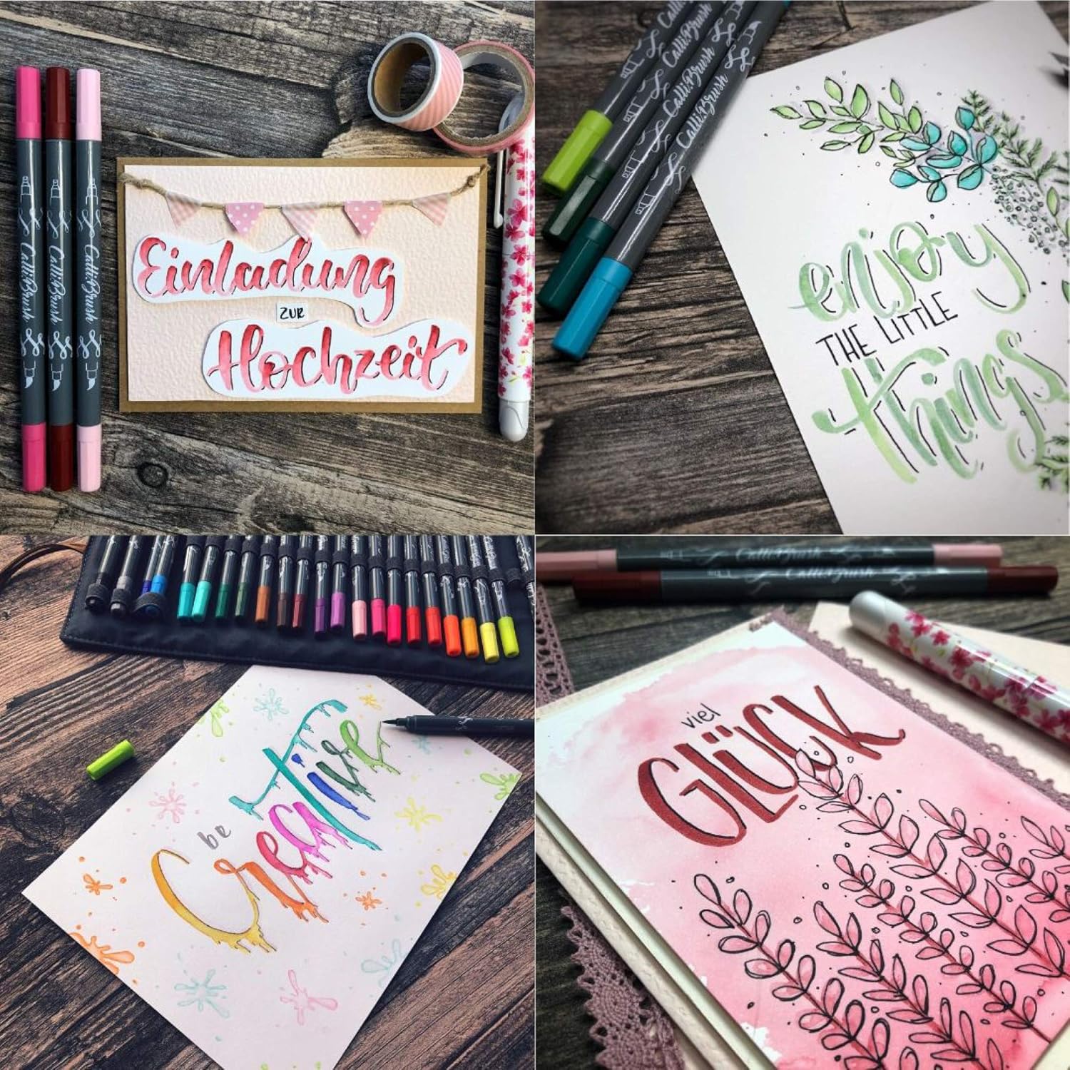 ONLINE 19051 Calli.Brush Pen Set 10 pcs., double tip with calligraphy nib and brush I Brushpen I Journaling I Calligraphy I Lettering