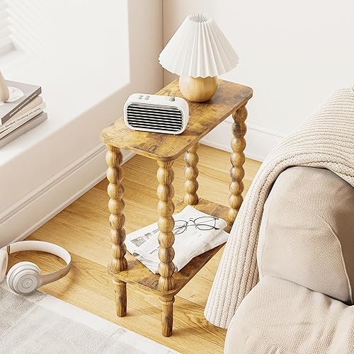 Miniatura 8 de Mesa auxiliar, mesa auxiliar pequeña con estante de almacenamiento, mesas de centro pequeñas de 3 niveles para sala de estar, dormitorio, espacios