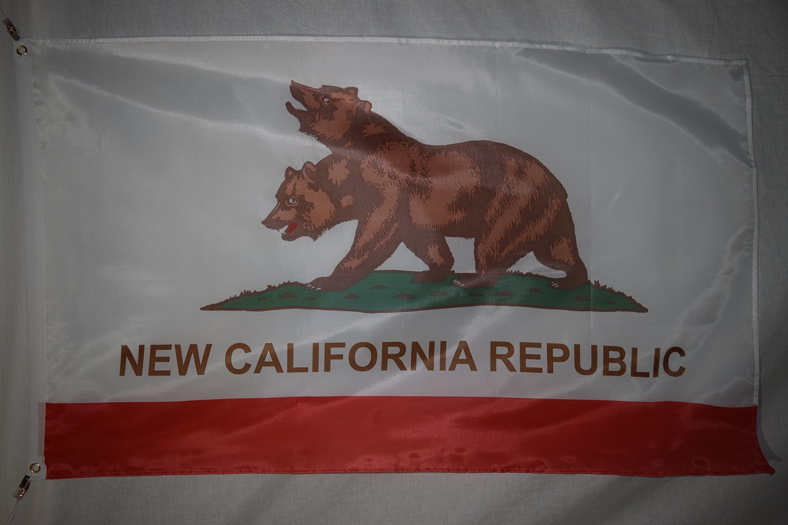 New California Republic Flag 3x5 feet Banner Vivid Color Double Sched Brass Grommets