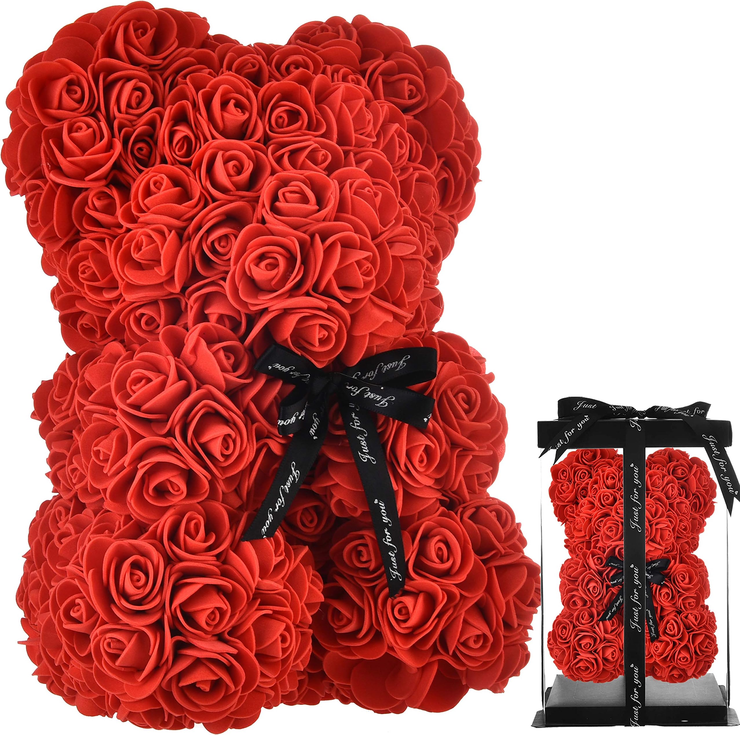Red Rose Teddy Bear Valentine gift for Her Women girls Mothers Gifts Valentine Day anniversary Birthday gifts Foam Rose Flowers Teddy present