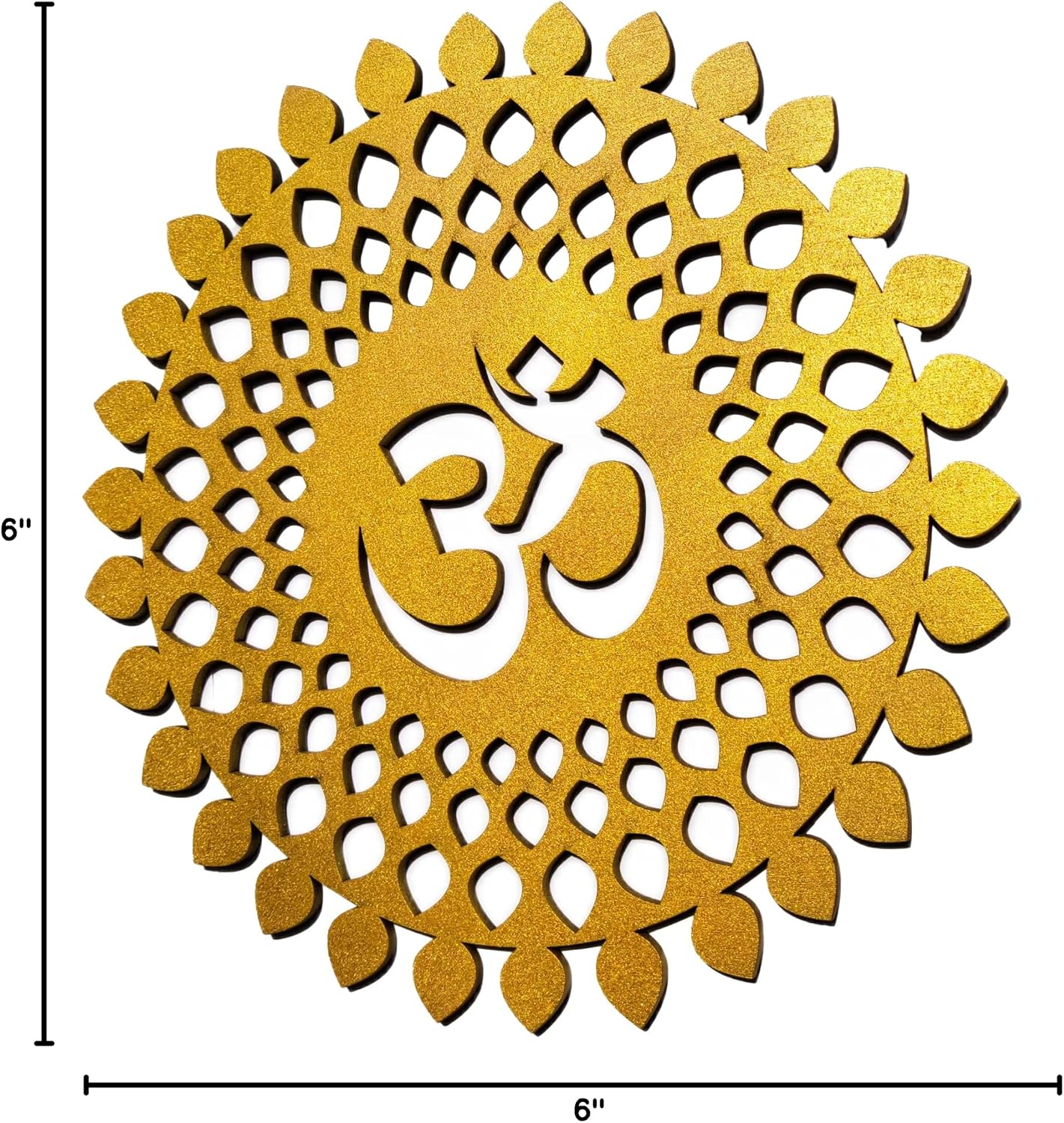 My Dream Carts Golden Om Round Decorative Wall Art Mdf Wooden Om Chakra For Temple, Living Room, Bedroom, Office, Hotel, Home Decor Items, Gift Item, Mandala Wall Hanging For House Decoration 15x15cm