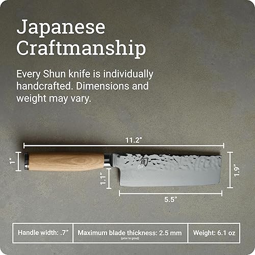 Miniatura 5 de Shun Premier Blonde 5.5" Nakiri Knife, Handcrafted Japanese Vegetable Knife, VG-MAX Core with Damascus Stainless Steel Cladding, Pakkawood Handle