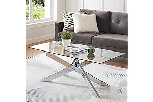 Rectangle Modern Coffee Table: A Touch of Silver Elegance