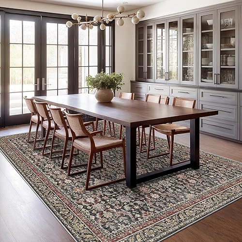 Miniatura 170 de Rugland Alfombras de área de 8 x 10, alfombra lavable resistente a las manchas, alfombras antideslizantes para sala de estar, alfombras tribales