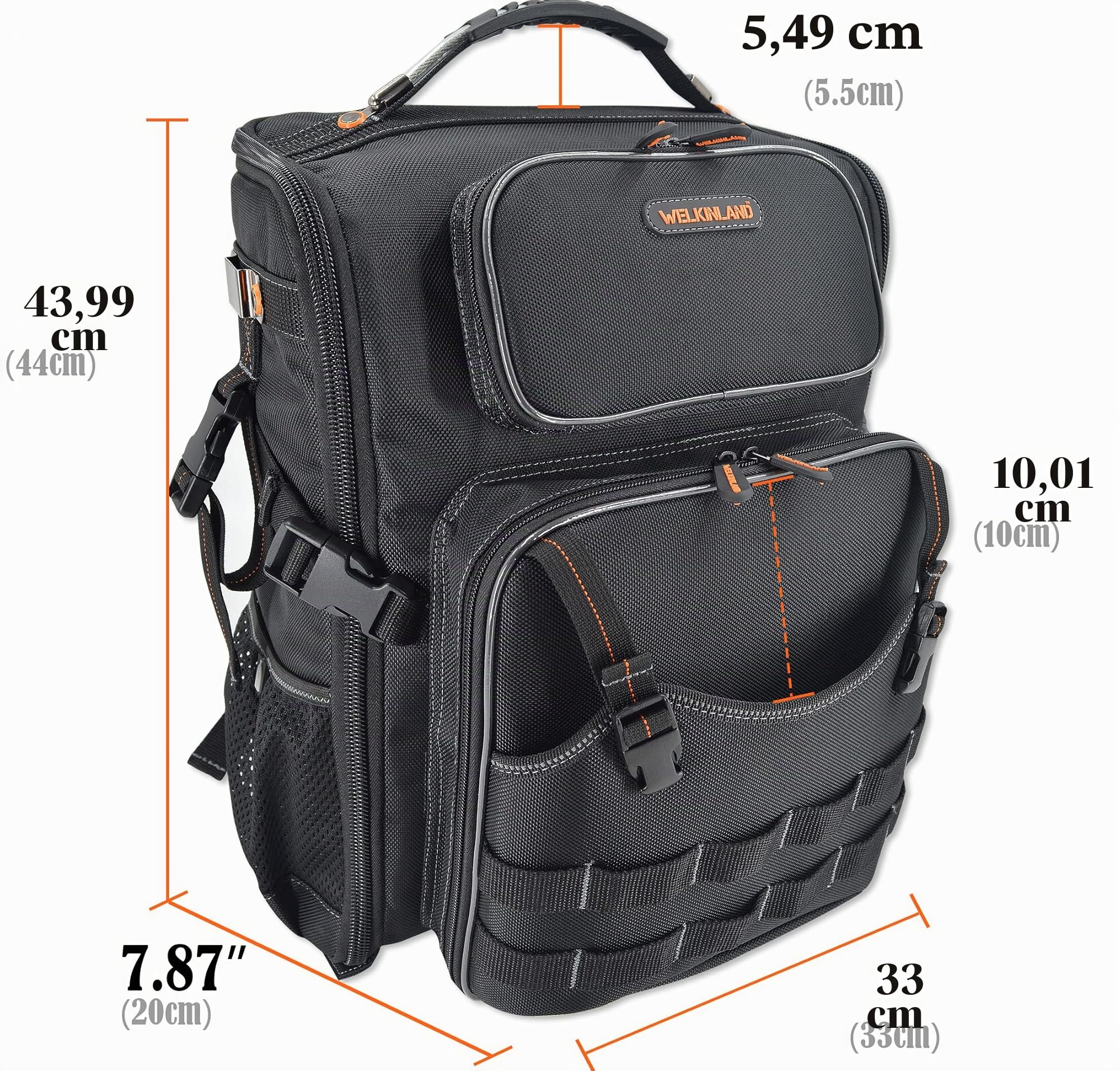 Welkinland Sac à outil et dos entièrement ouvert, sac à dos pour outils et électriciens