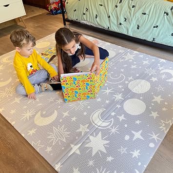 Miotetto Foldable Baby Play Mat 78x59 Non-Toxic, Reversible, Waterproof, Portable Baby Mat for Floor, Foam mat for Easy Storage & Travel, Large playmat for Kids, Floor mat for Any Playroom