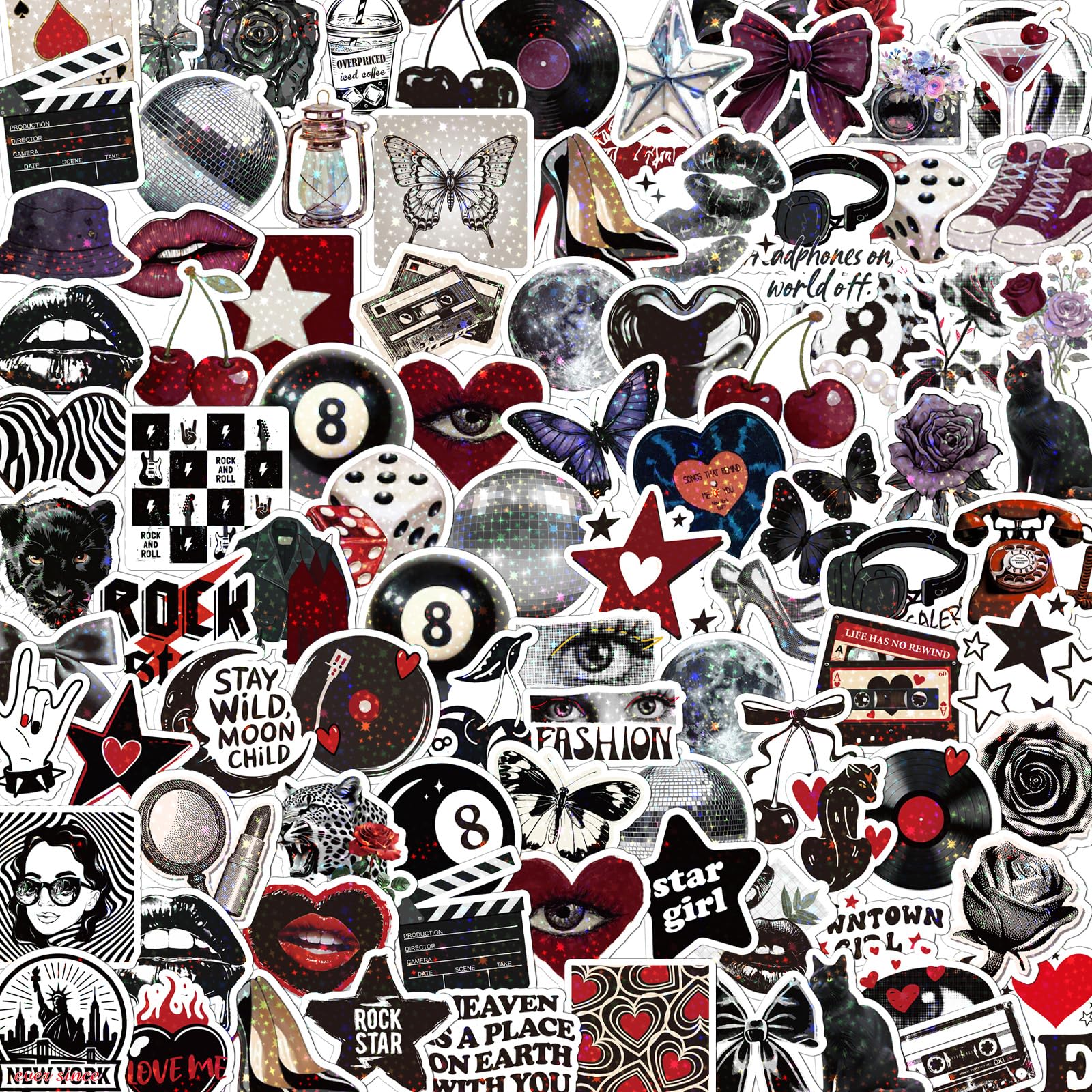 Y2k Aufkleber Scrapbook Stickers, 100 Stück Sticker Vinyl Aesthetic Wasserdichte, Coole Y2k-Aufkleber Für Wasserflasche Gepäck Skateboard Gitarre Laptop
