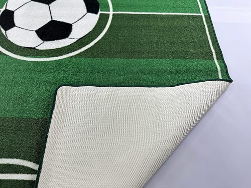Miniatura 4 de Mybecca Alfombra para niños de 4 pies 11 pulgadas x 6 pies 10 pulgadas (59 x 82 pulgadas), con respaldo de gel antideslizante, campo de fútbol
