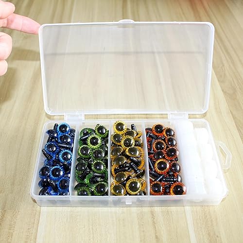 Miniatura 4 de Thalinfayi - 160 ojos de seguridad y arandelas seguras  0.591 in0.59 pulgadas, 4 colores, ojos de seguridad de plástico, ojos de muñeca de