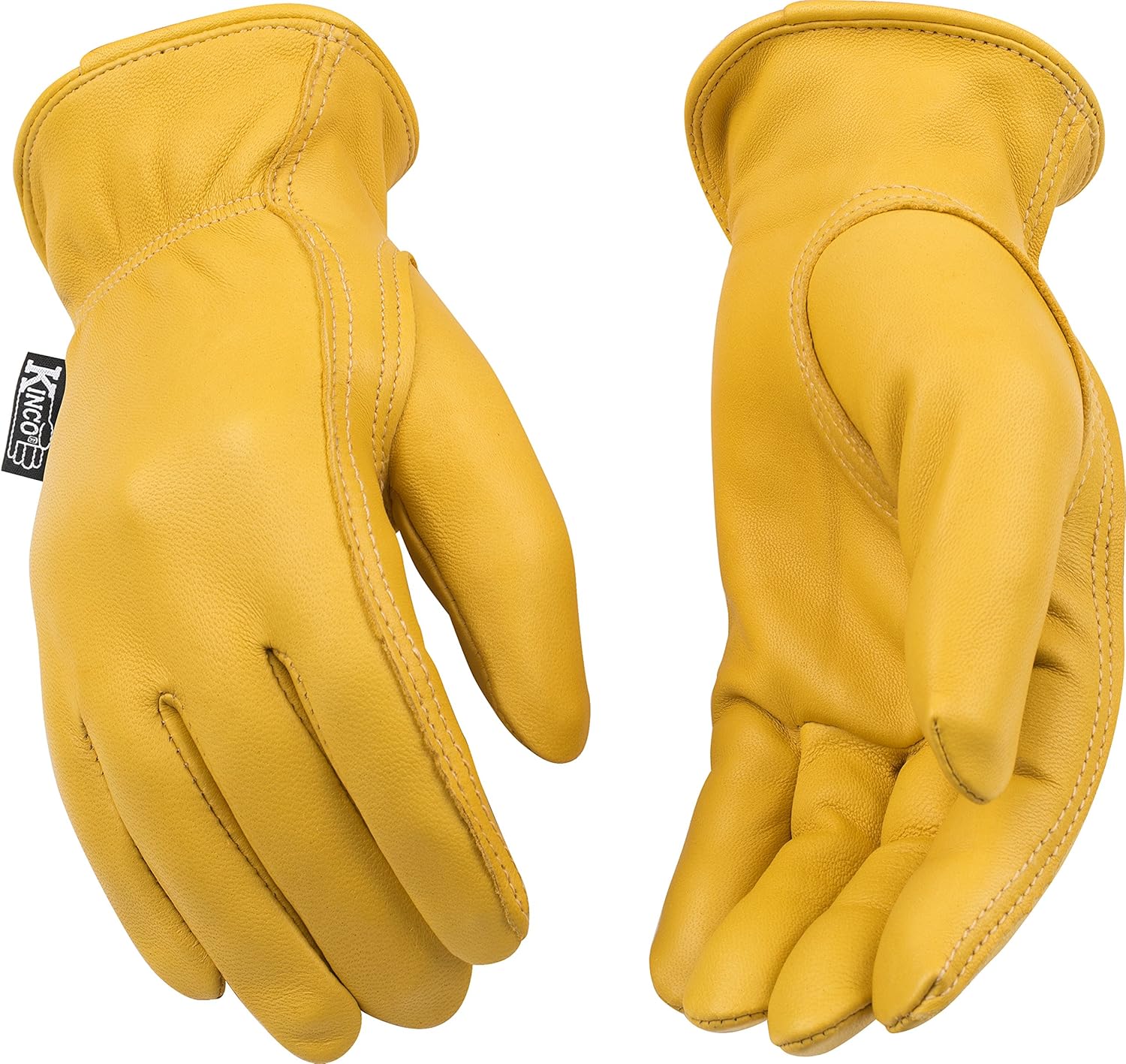 Kinco 90W Unlined Premium Grain Deerskin Leather Driver Women's Glove, Work, Medium, Golden (Pack of 6 Pairs)