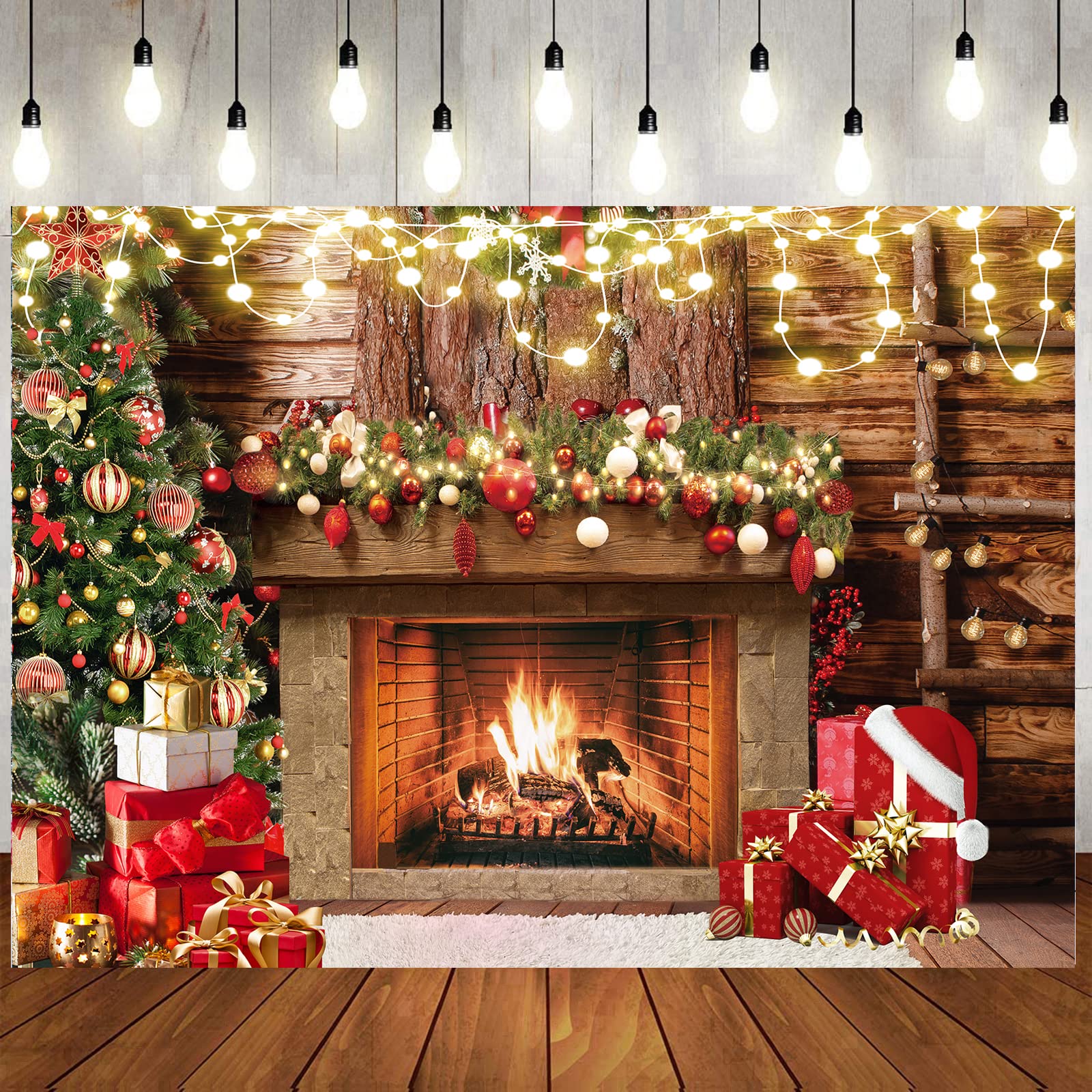 Amazon.co.jp: LTLYH 10x8フィート クリスマス 暖炉 背景 クリスマス