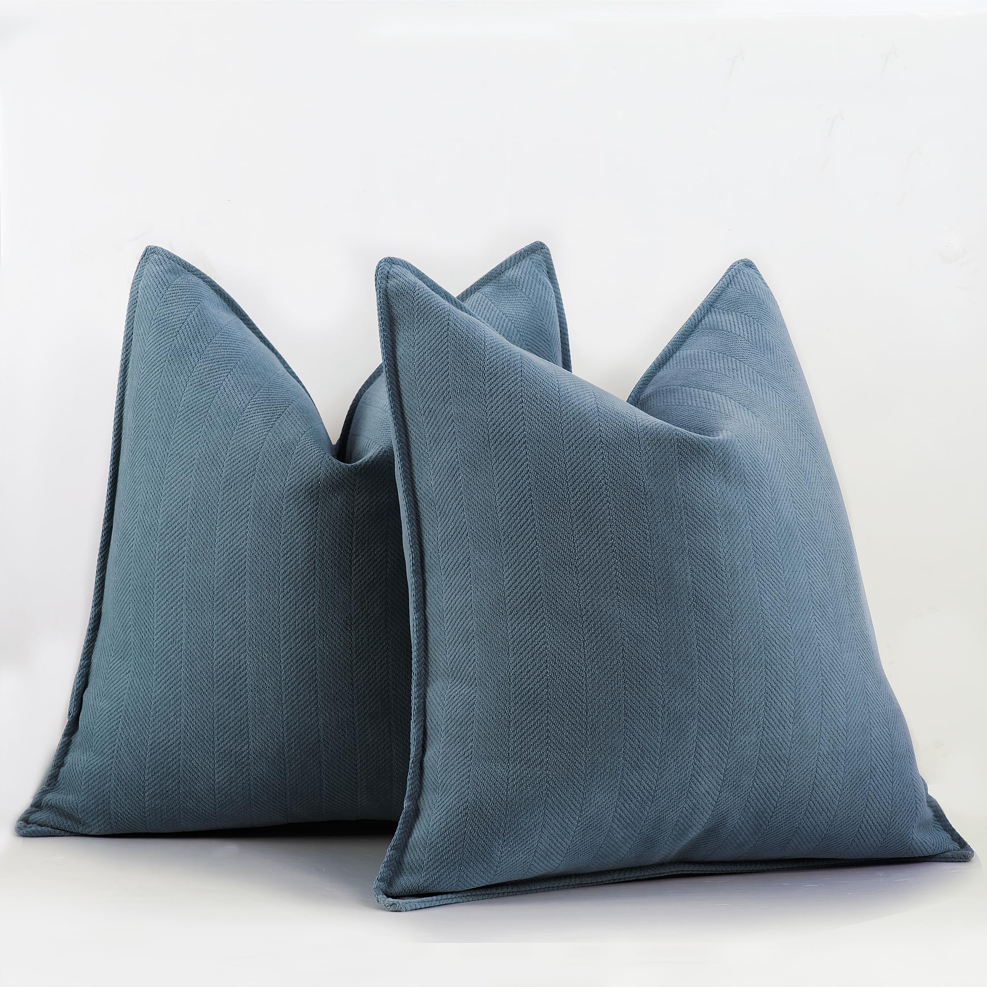 ZWJD Dust Blue Pillow Covers 24x24 Set of 2 Chenille Pillow Covers with Elegant Design Soft and Luxurious Decorative Throw Pillows for Couch, Bed, and Home Decor