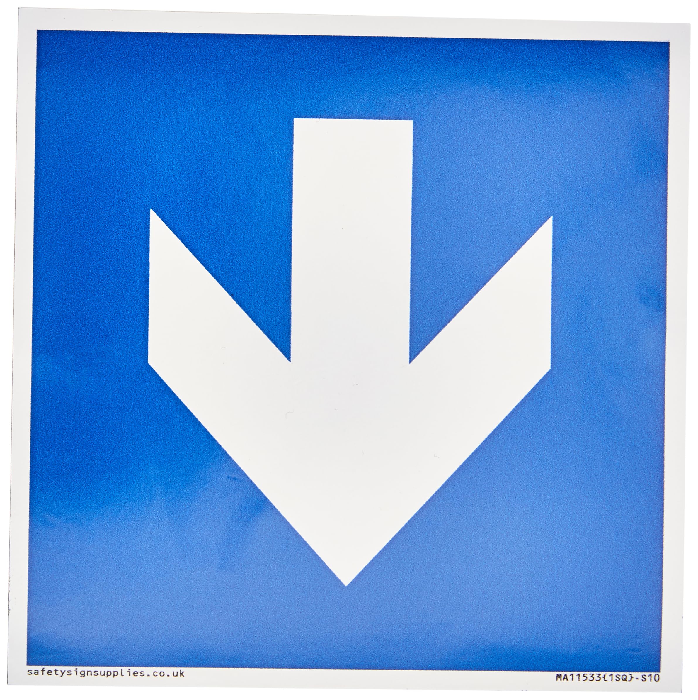 Viking Signs Custom Mandatory: Down arrow Sign - 100x100mm - S10, Blue/White