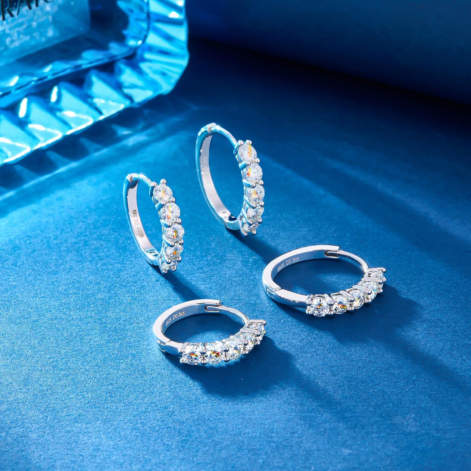 Moissanite Hoop Earrings for Women 3 Carat Moissanite Huggie Hoops Earrings Lab Created Diamond D Color 925 Sterling Silver Huggie Earring for Jewelry Gifts