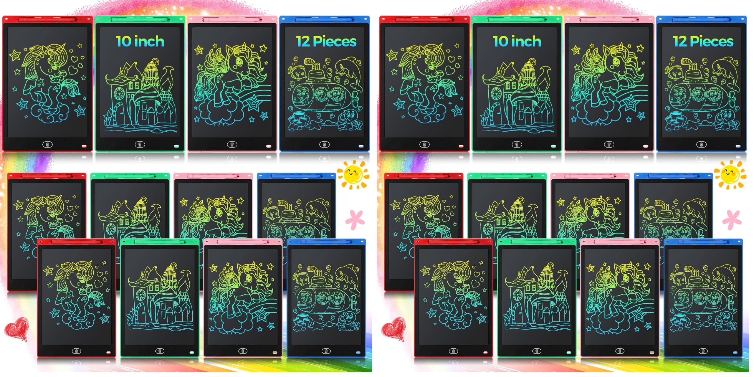 24 Pack LCD Writing Tablet for Kids, 10 Inch Erasable Drawing Pad