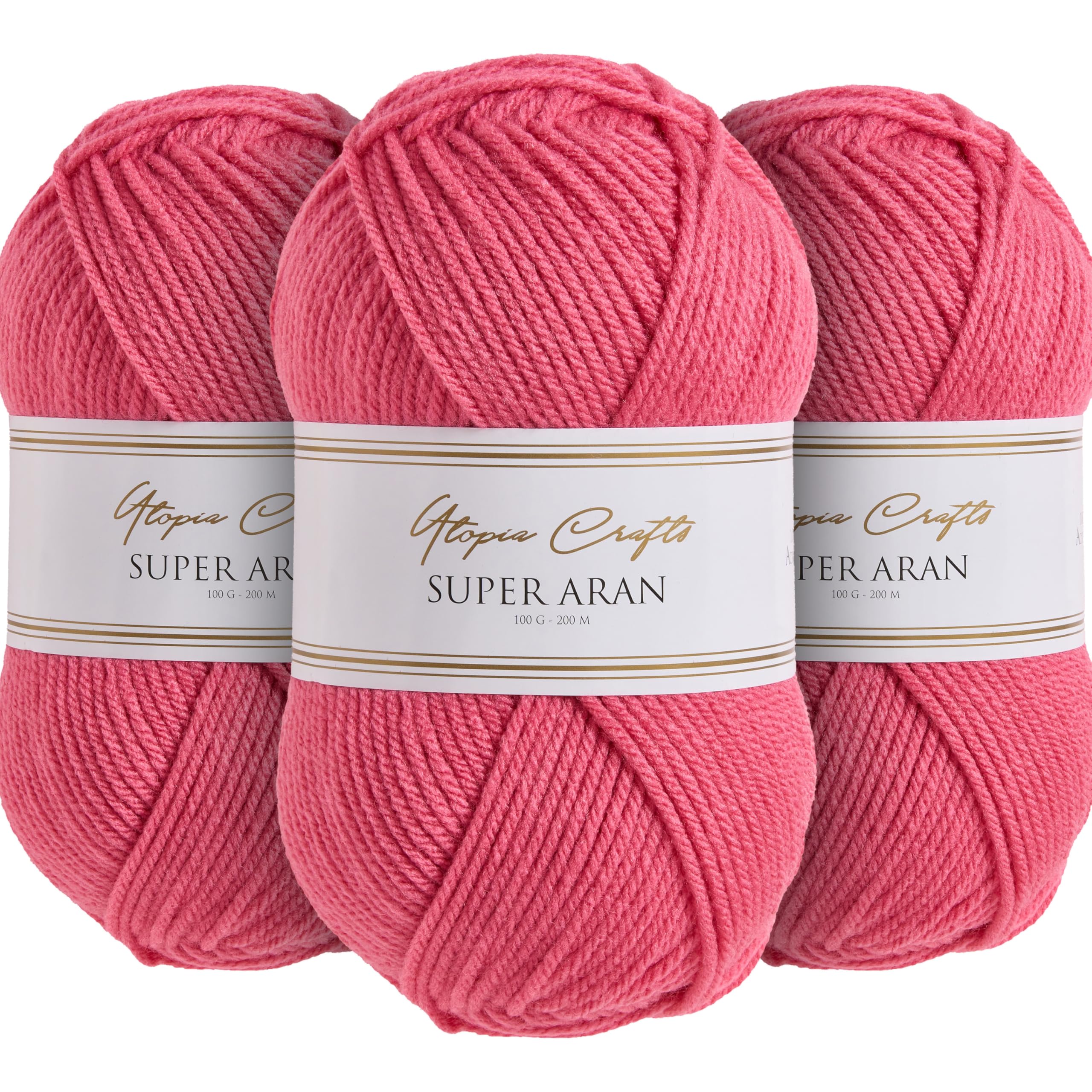 Utopia Crafts Super Aran Knitting and Crochet Yarn 3X 100g (Light Blossom)