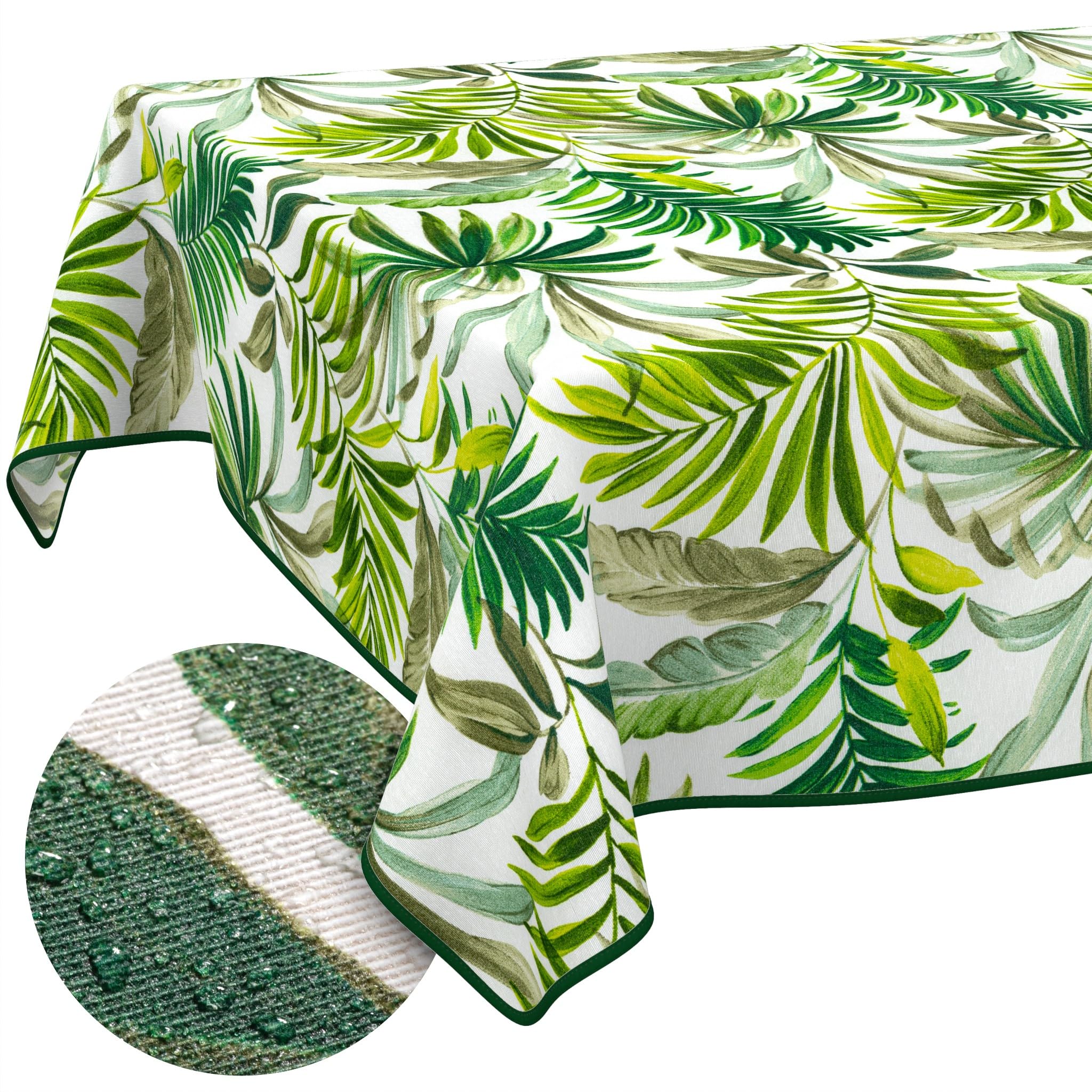 Nappe de table imperméable ANRO 240x140 nappe rectangulaire lavable motif palmier exotique