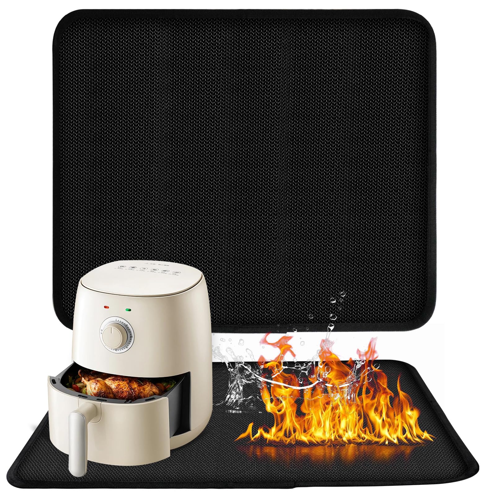 VINATO Air Fryer, 38 x 46 cm, Silicone Kitchen Mat Heat Resistant Mat for Air Fryer, Fireproof Mats for Coffee Machines Oven, Grease-Resistant and Easy to Clean