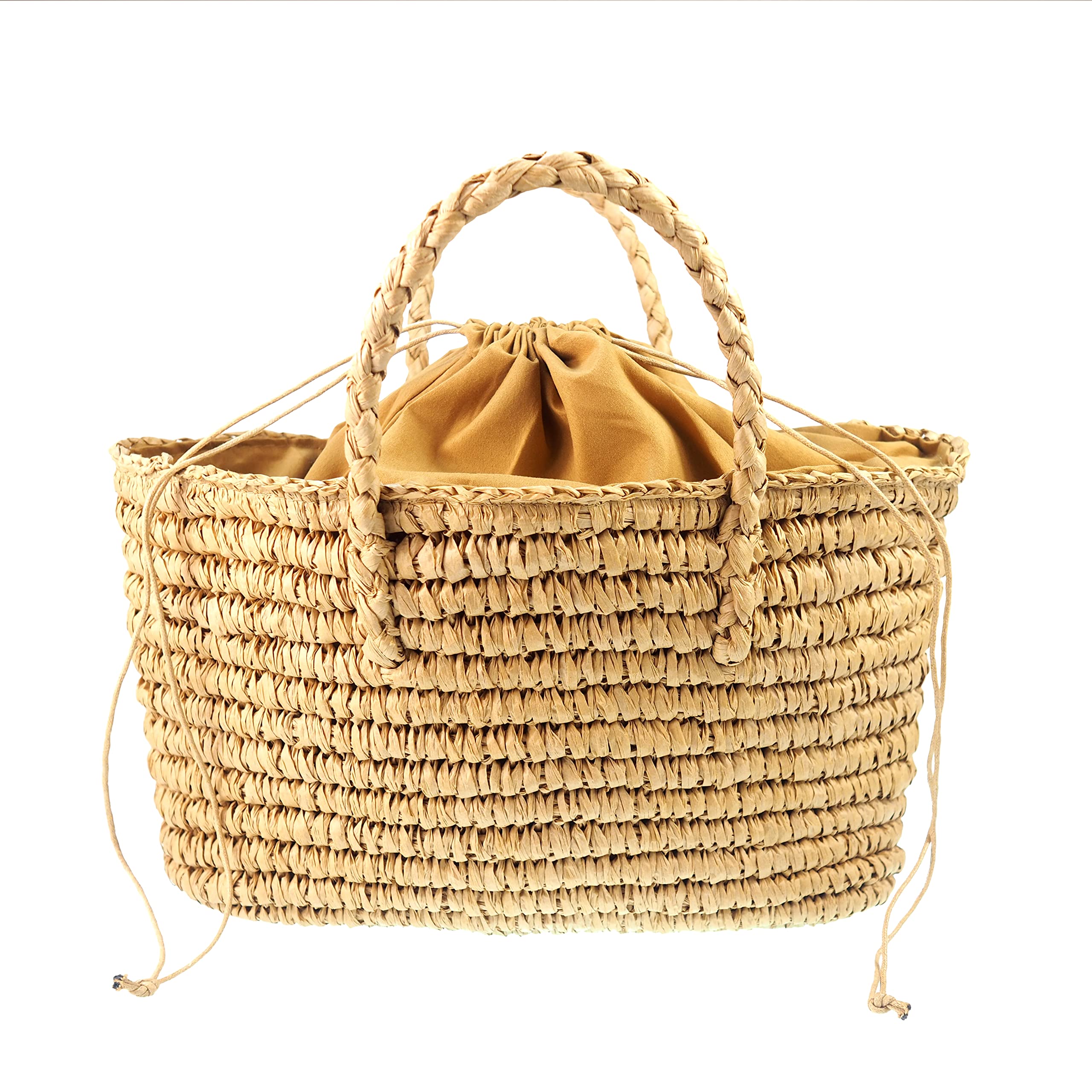 JI YA LIHandwoven Straw Vintage Tote Basket Purse Bag Straw Beach Bag Natural Casual Handbag Shoulder Bag Beach Rattan Vacation Bag