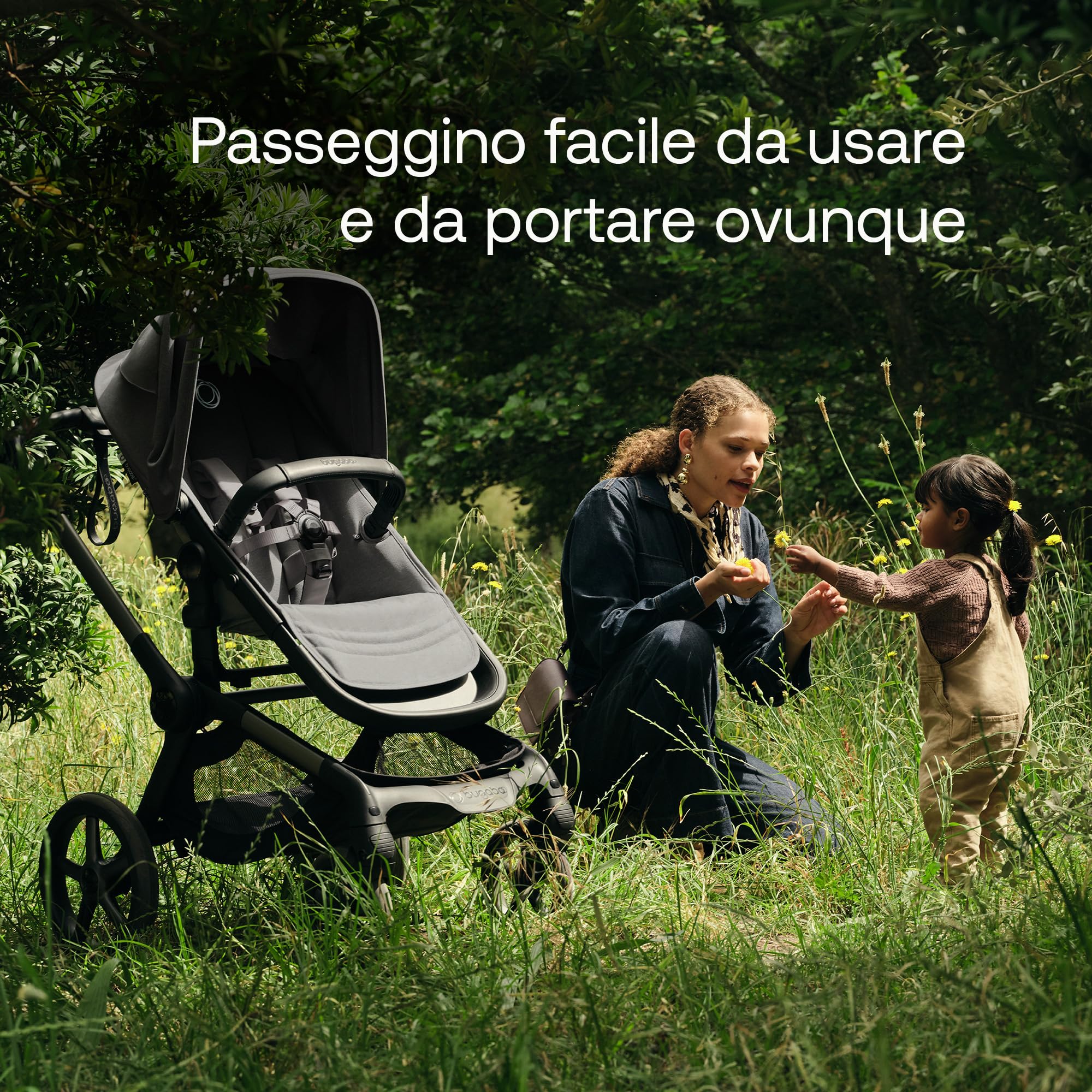 Bugaboo Fox 5 Renew, Passeggino Multi-Terreno 2 in 1 per Bambini, Chiusura Facile, Navicella Spaziosa, Seduta da Bambino Estensibile, Telaio Nero e Cappottina Forest Green