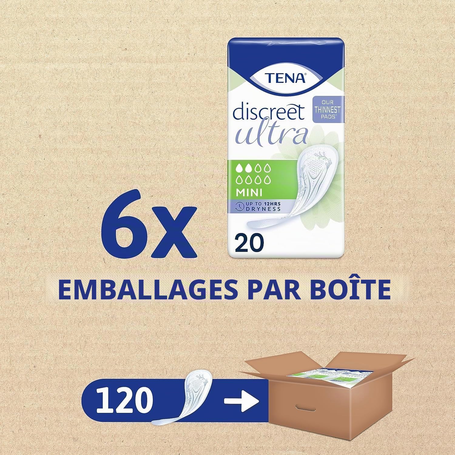 TENA Lady Discreet Lot de 120 serviettes d'incontinence pour femme