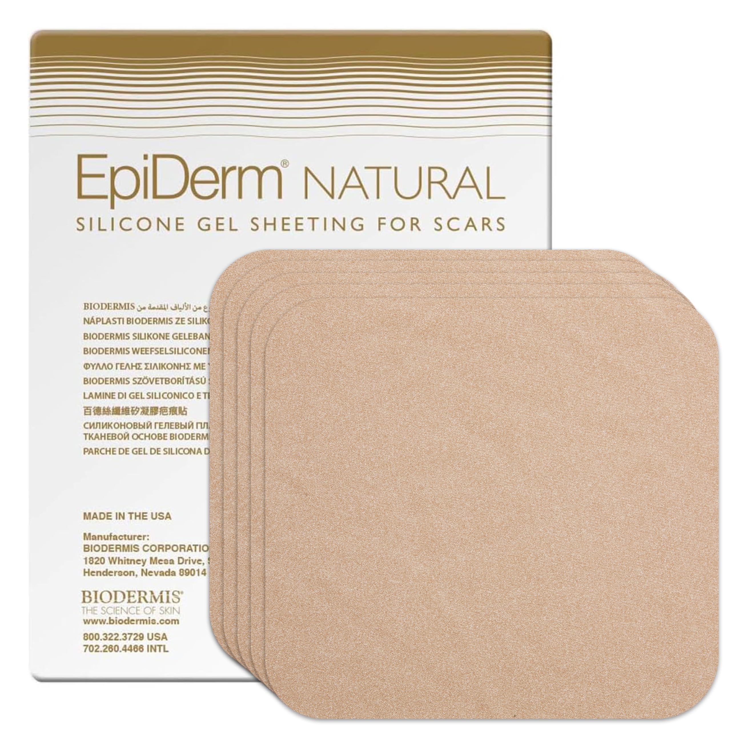 EpiDerm Standard Silicone Scar Sheets – Soft Reusable Premium Silicone Gel Sheets for Tummy Tuck, C-Section, Hysterectomy & Surgical Scars – Flexible Fit & Easy to Clean - 4.7" x 5.7", Natural, 5-Pack